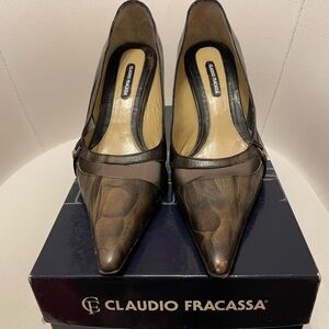 Vintage Claudio Fracassa leather pointed toe pumps, made in Italy